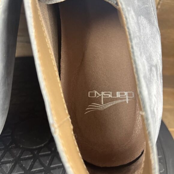 Dansko Womens Size 11-11.5 Cadee Gray Leather Ankle Lace Up Wedge Booties - Picture 6 of 10